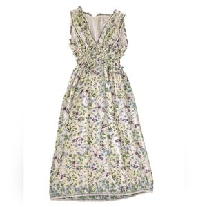 V-neck Sleeveless Midi Dress In Cream Anemone (Size M)